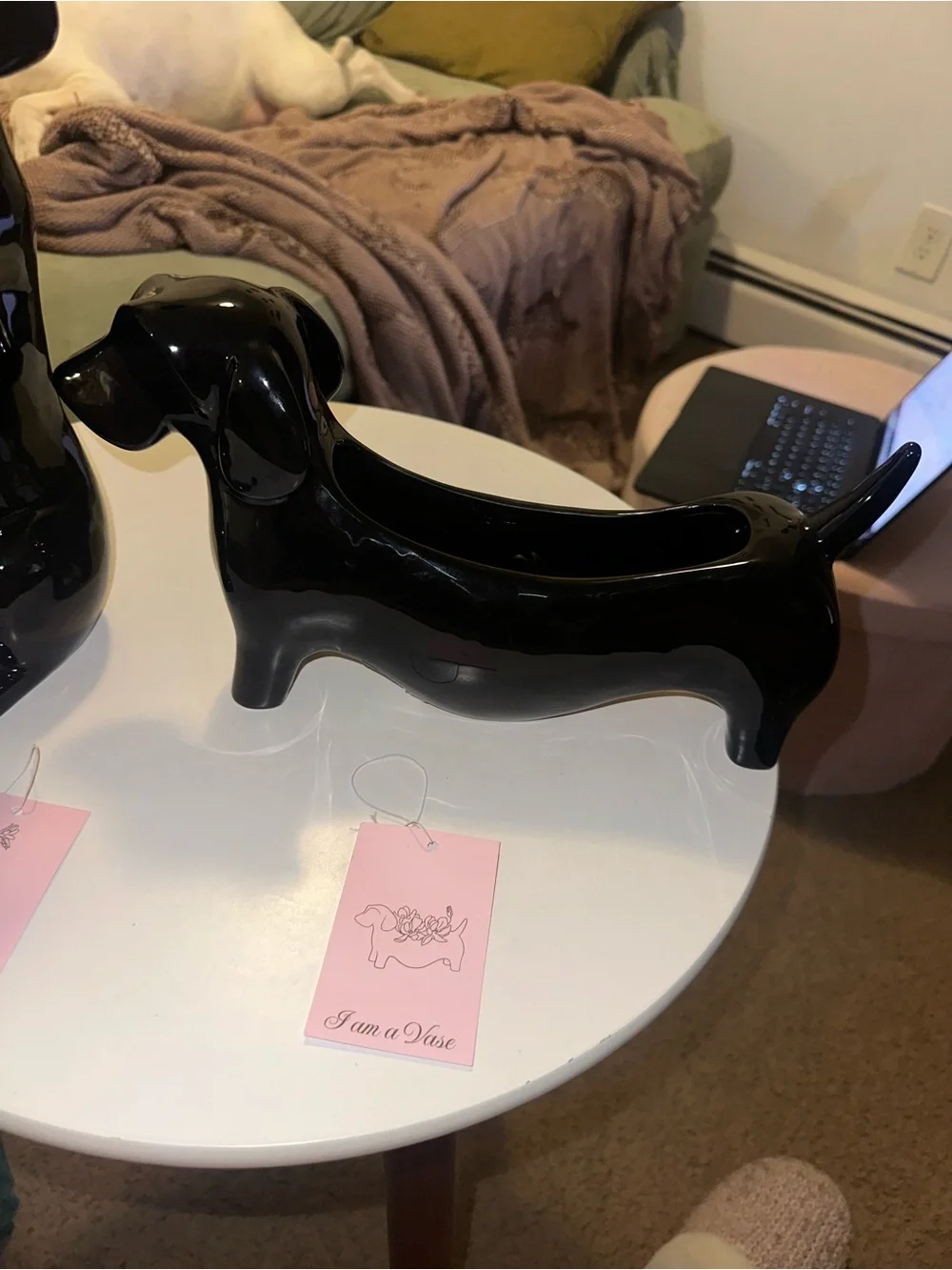 Black Dachshund Ceramic Vase Set